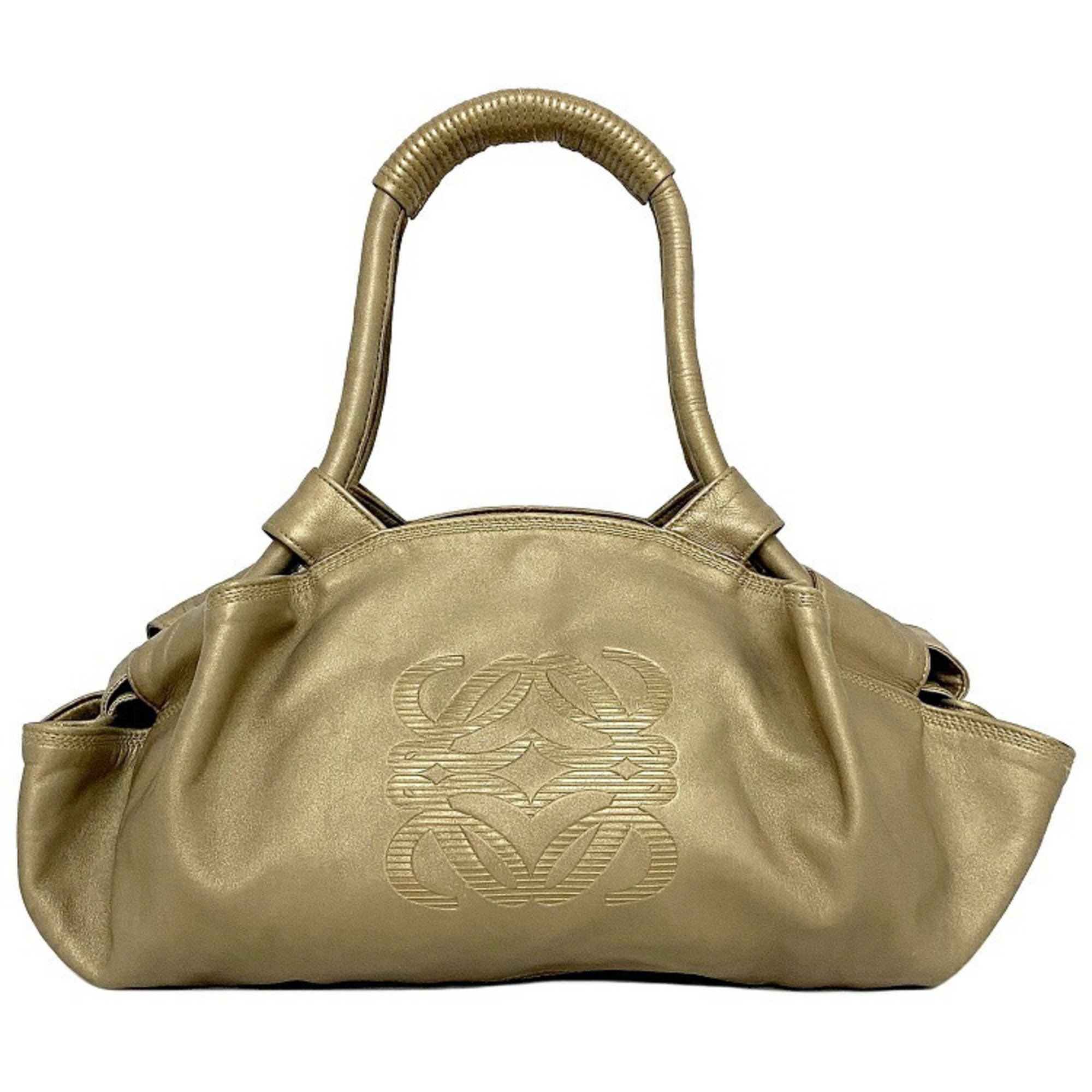 Loewe Handbag Nappa Aire Gold Anagram 309.82.102 Leather Tote Bag Soft Women's